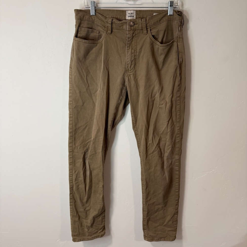 Flint and Tinder Mens 365 Slim Fit Pants Chino 32x30 Khaki Tan‎ Stretch